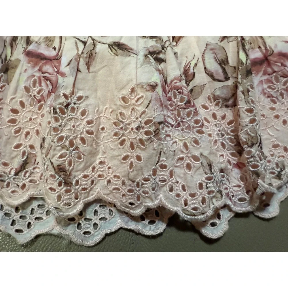 Gap x LoveShackFancy Kids Floral Eyelet Top and Skirt Set Pink Rose Size M 8-9